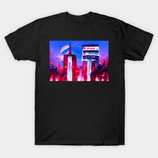Dystopian Corporate Owned City At Dusk T-Shirt